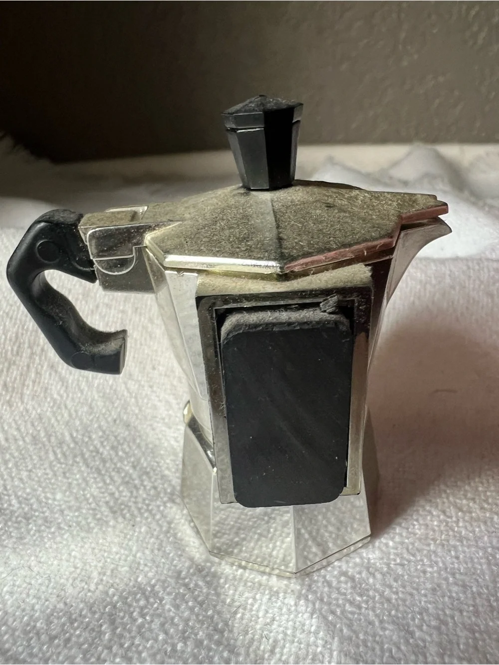 Vintage Mini Coffee Pot Percolator Magnet Silver-tone and Black Lid Lifts